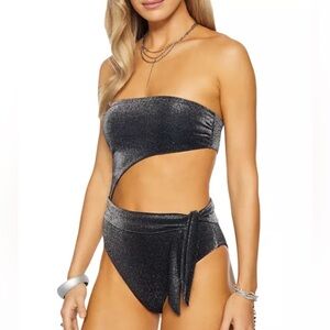 Ramy Brook Sparkle Gigi One-Piece Cutout Swimsuit Swim Medium NEW